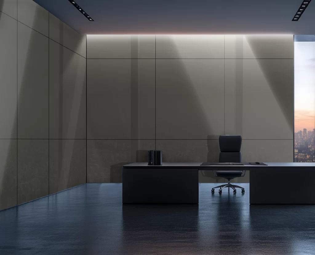 Decorlux_Tableros_MDF_1800_Acrilico_High_Gloss_Alto_Brillo_Grey_Oficina